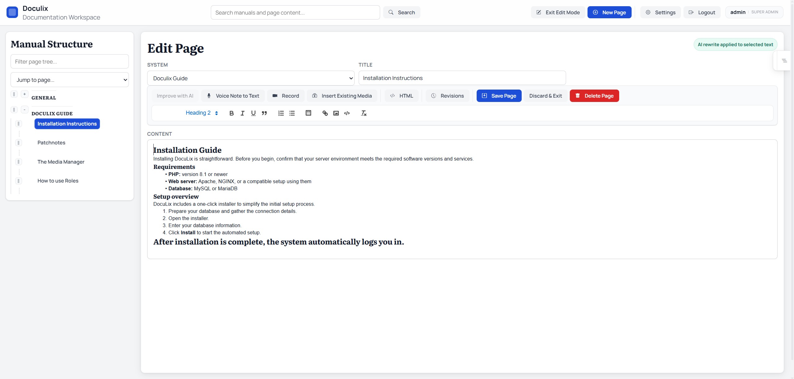 Doculix workspace with modern media and editing workflow